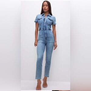 Good American Light Blue Denim Jumpsuit